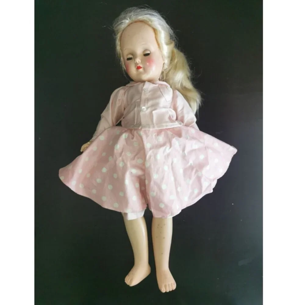 Vintage Ideal Doll P-19 Head and P-92 Body Blond Hair‎ In Pink Dress